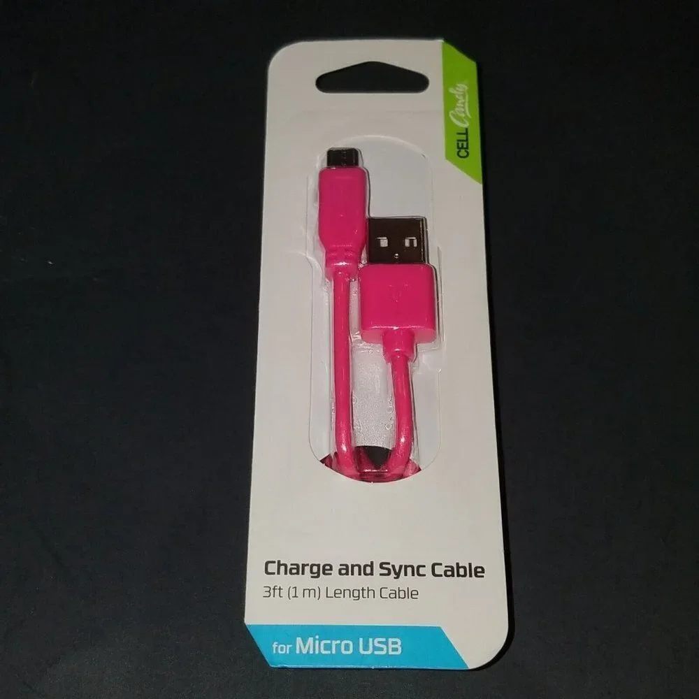 NEW Cell Candy PINK Charge & Sync Cable for Micro USB 3 ft Length